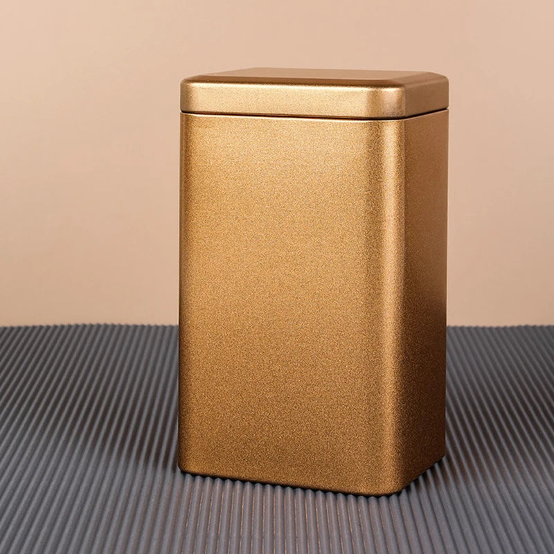 Metal Retro Square Tea Can Candy Food Storage Case Spices Sealed Packaging Box Tinplate Empty Cans Container Storage Box