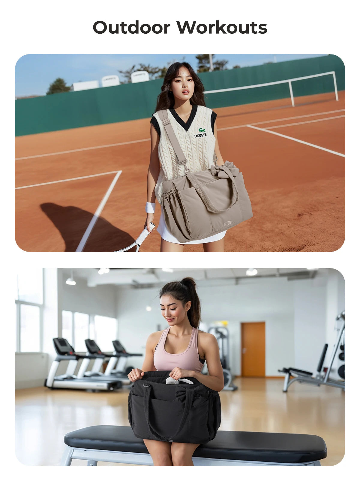BAGSMART Sac fourre-tout trois tailles avec plusieurs poches, sac à main gonflé, sac à bandoulière décontracté, sac fourre-tout grande capacité