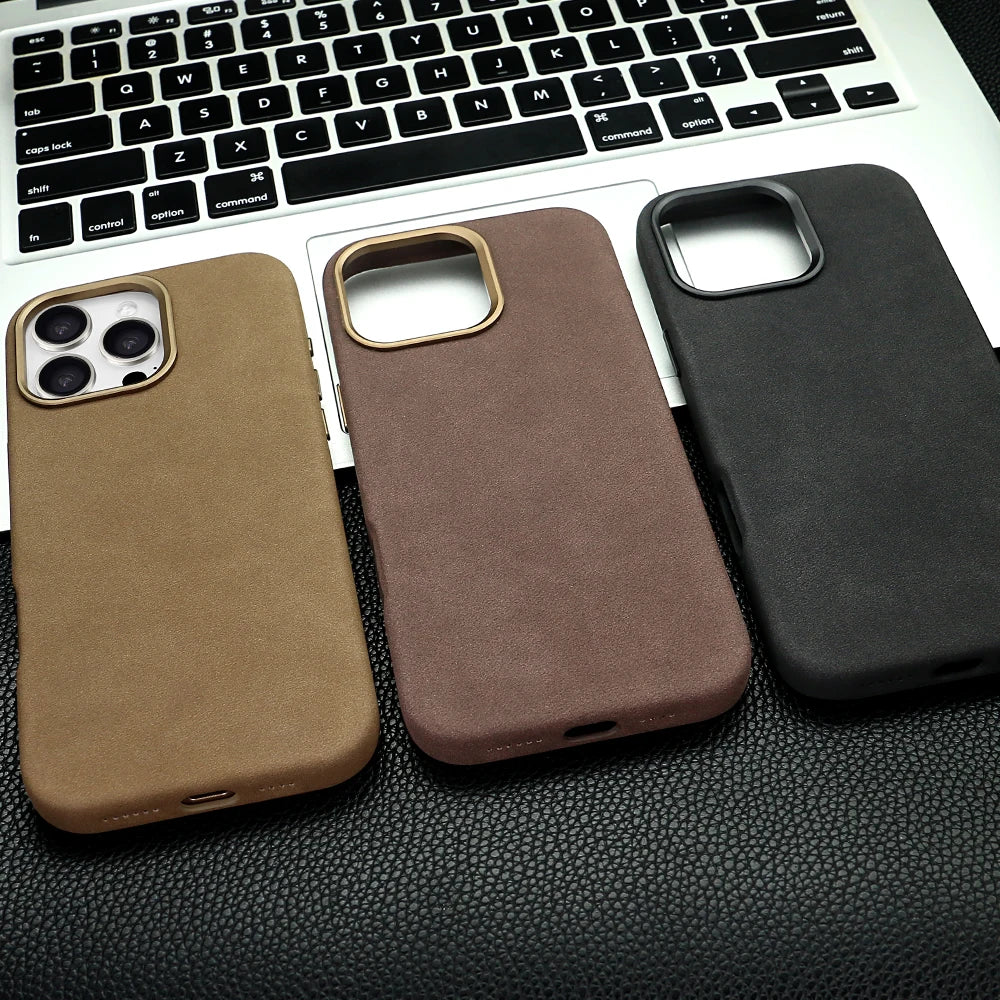 Wildleder-Handyhülle für iPhone 17 Pro mit magnetischem kabellosem Laden, stoßfeste Abdeckung, kompatibel mit iPhone 17 16 15 Pro Max