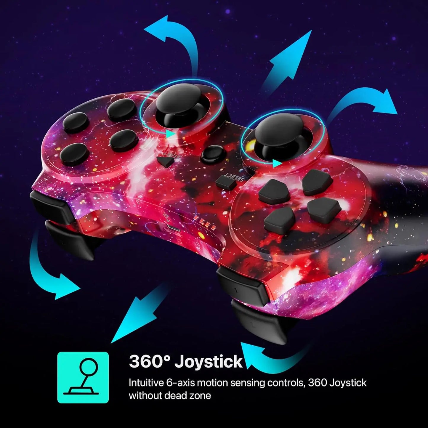Controller für PS3, Wireless Controller mit Bewegungssensor, Double Virbration, Bluetooth-Fernbedienung für PlayStation 3, Totenkopf