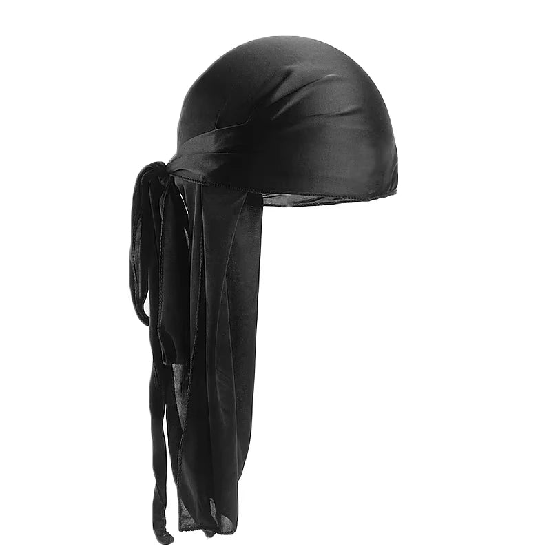 Unisex Seidiger Langschwanz-Durag Piratenhut Turban Modische Kopftücher Mütze Bandana Damen Herren Kopfbedeckungen Kappen Hijab Haarschmuck