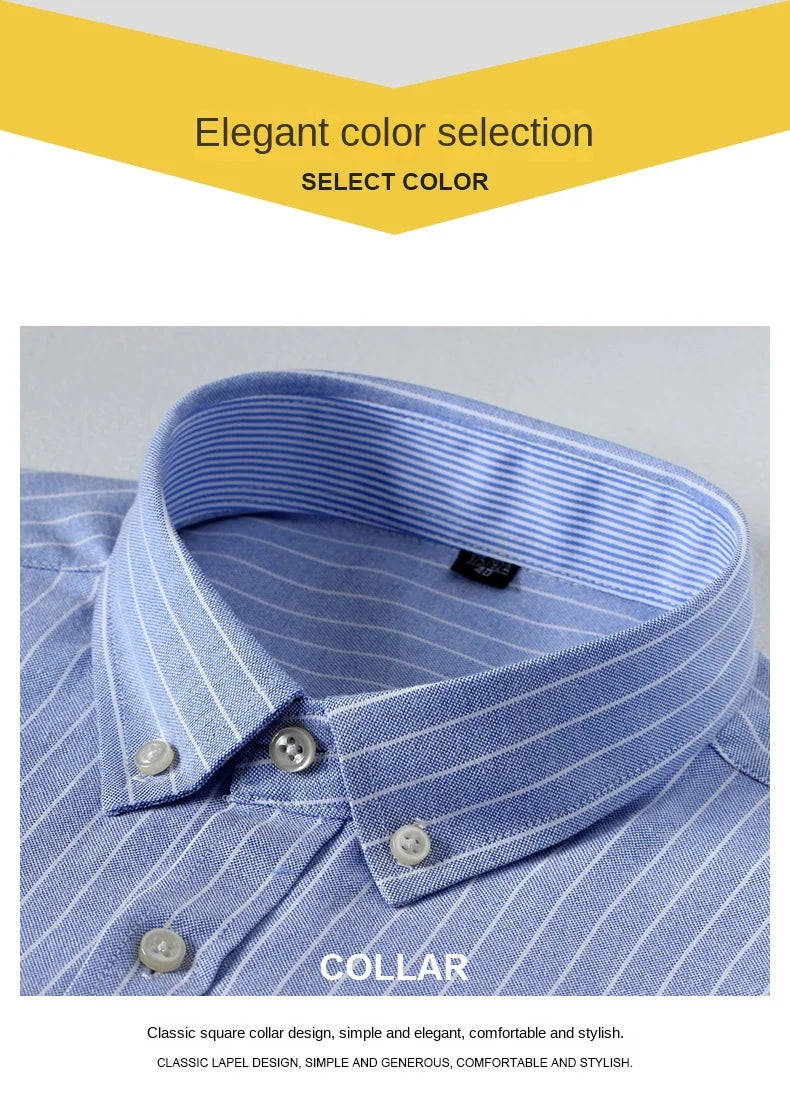 100-220 catties Plus Size Men's Shirt 100% Cotton Long Sleeve Business Casual All Oxford Spinning Plus Size Plaid Shirt