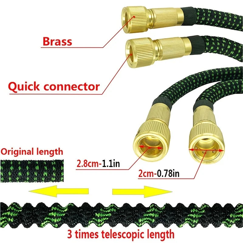 Tuyau d'arrosage pour la maison et le jardin avec raccord bimétallique flexible et pistolet à eau réglable pour le lavage de voiture Fournitures d'irrigation de jardin