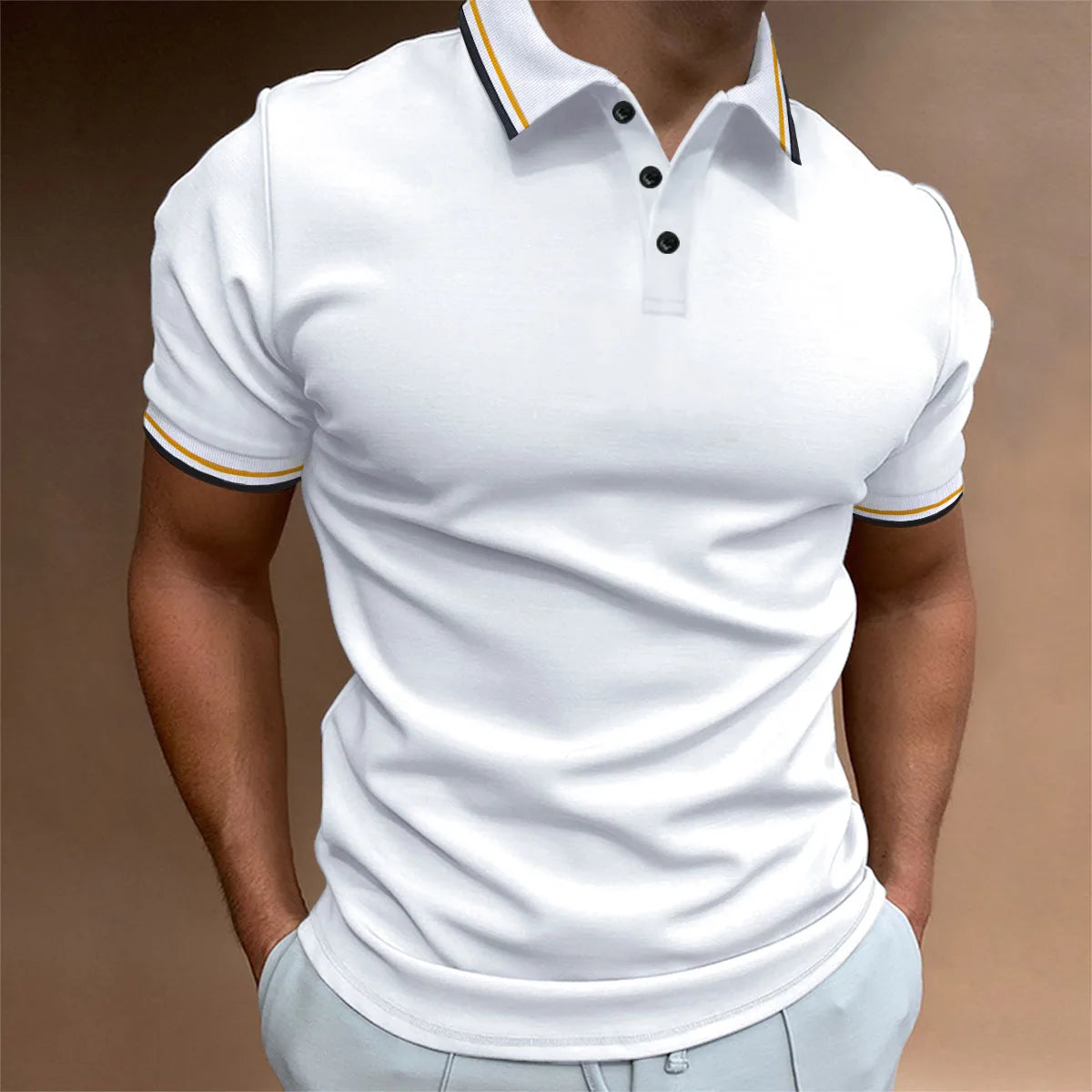 2025 Hot Sale Men's Summer Casual Breathable Comfortable Polo Shirt Men's Solid Color High Quality Short Sleeve T-Shirt