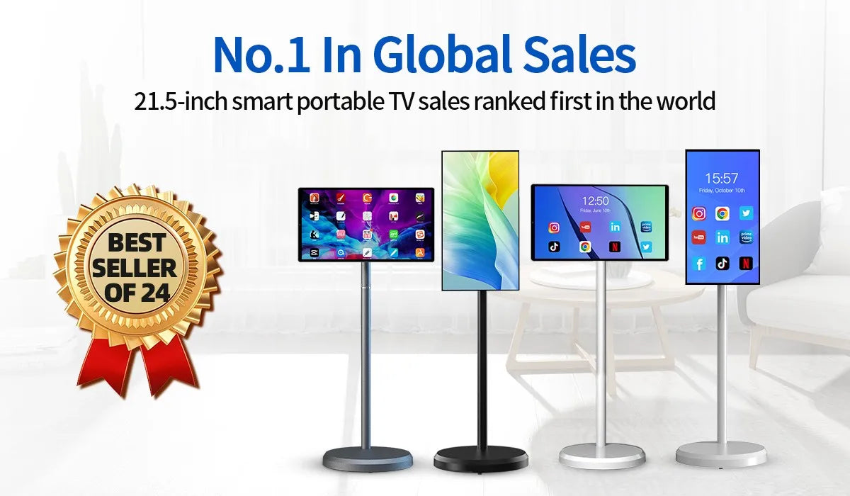 Téléviseur portable LCD 21,5 pouces intelligent 6G+128G, téléviseurs intelligents portables avec caméra intégrée, diffusion d'écran sans fil, téléviseur intelligent
