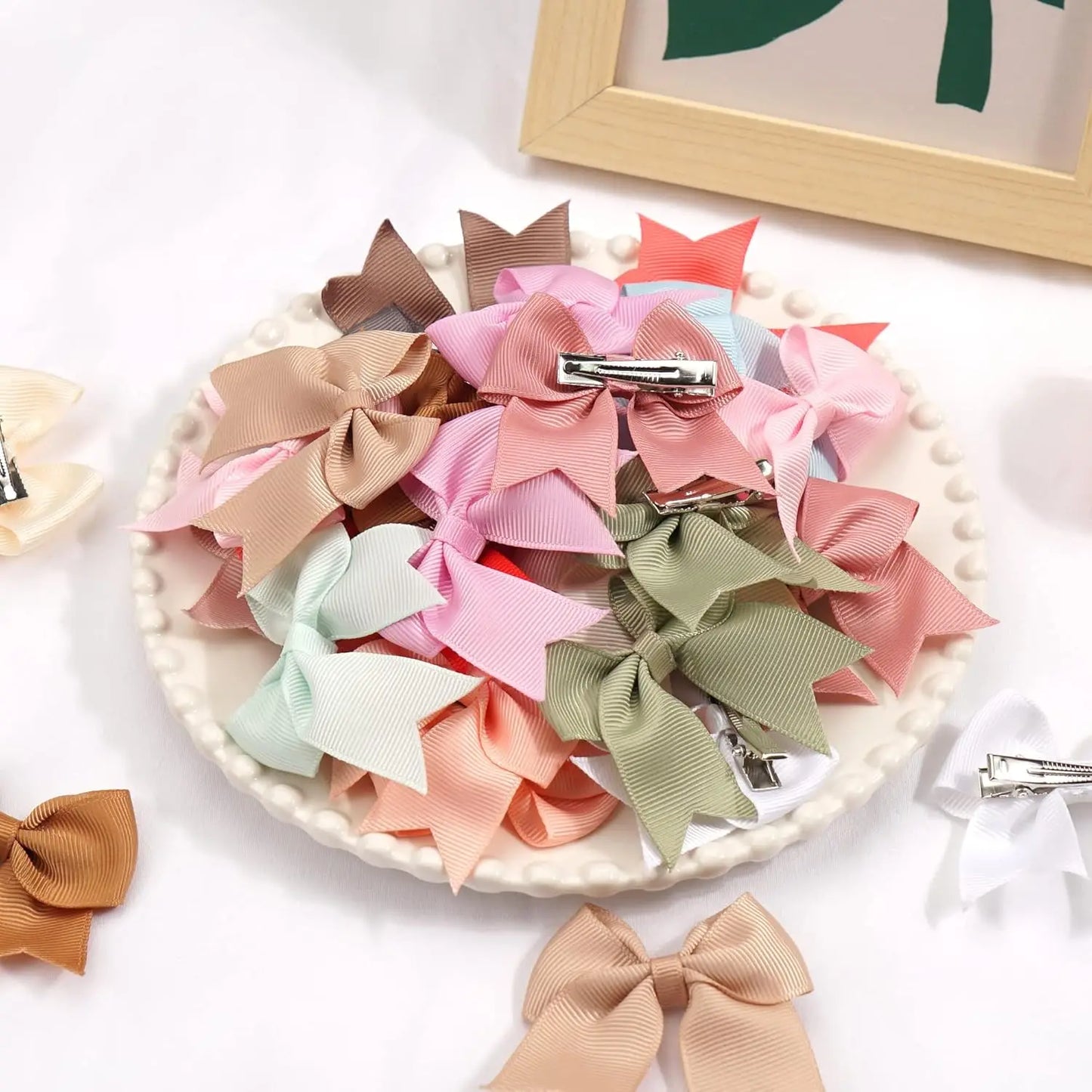 10/20Pcs/Set Cute Solid Ribbon Bows Hair Clips for Baby Girls Kids Fashionable Hairpin Headwear Children's Hair Accessories