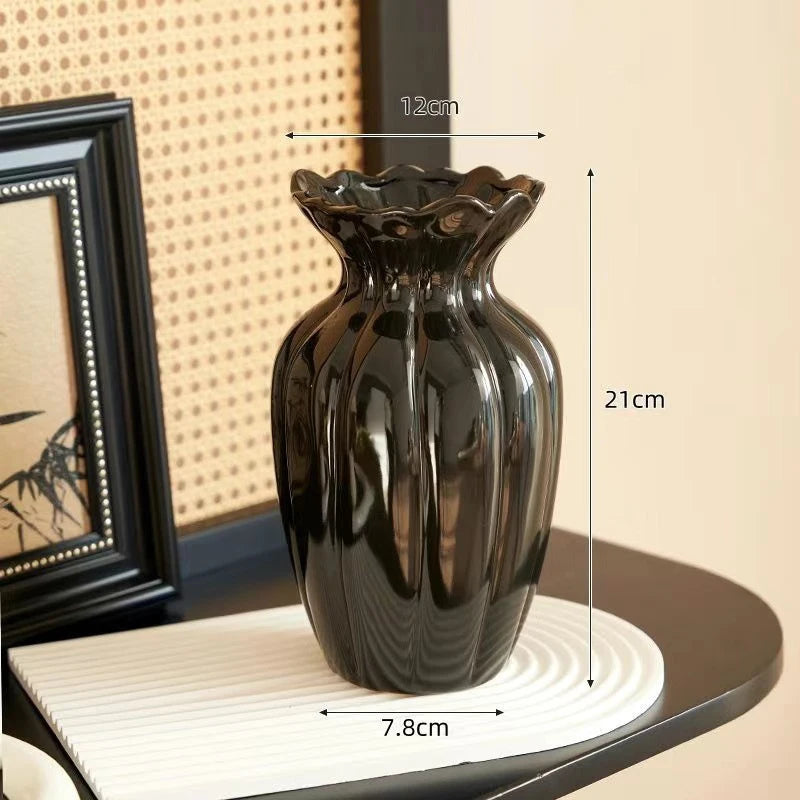 Vase à fleurs en céramique, Centre de table décoratif, Vase esthétique, Vases pour plantes hydroponiques, Ornement de bureau, Décoration d'intérieur