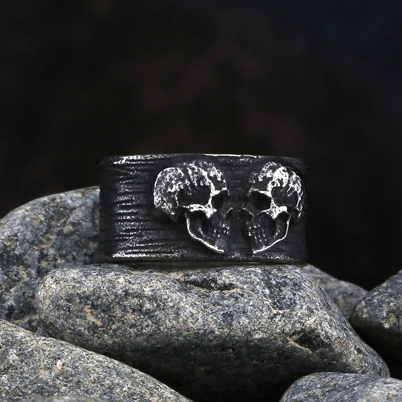 Livraison gratuite Bague homme en acier inoxydable 316L motif crâne avec zircon rouge Bijoux amulettes Cadeau pour petit ami style Punk Rock Vintage 2023 Nouveauté