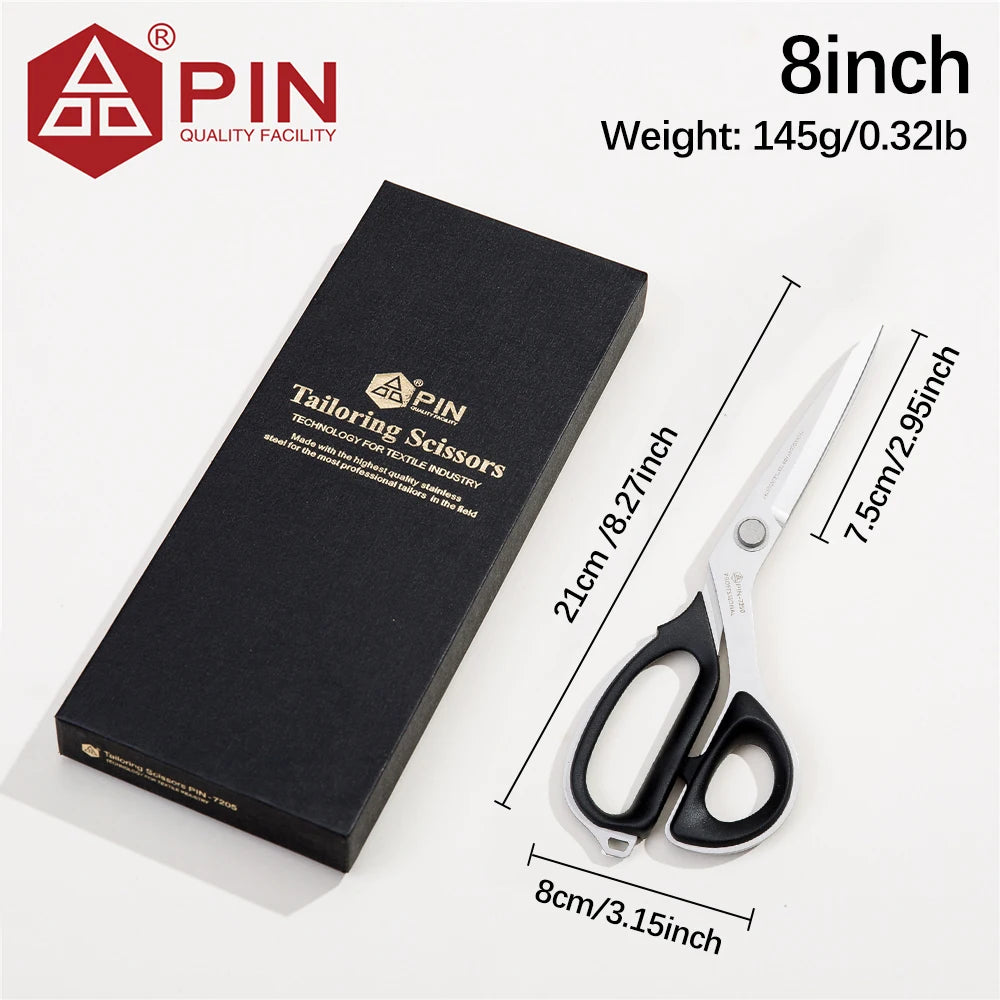 Ciseaux de couture PIN Légers et résistants 8"10"12", Ciseaux de tailleur de qualité supérieure avec tranchant de couteau pour tissus, cuir et bureau