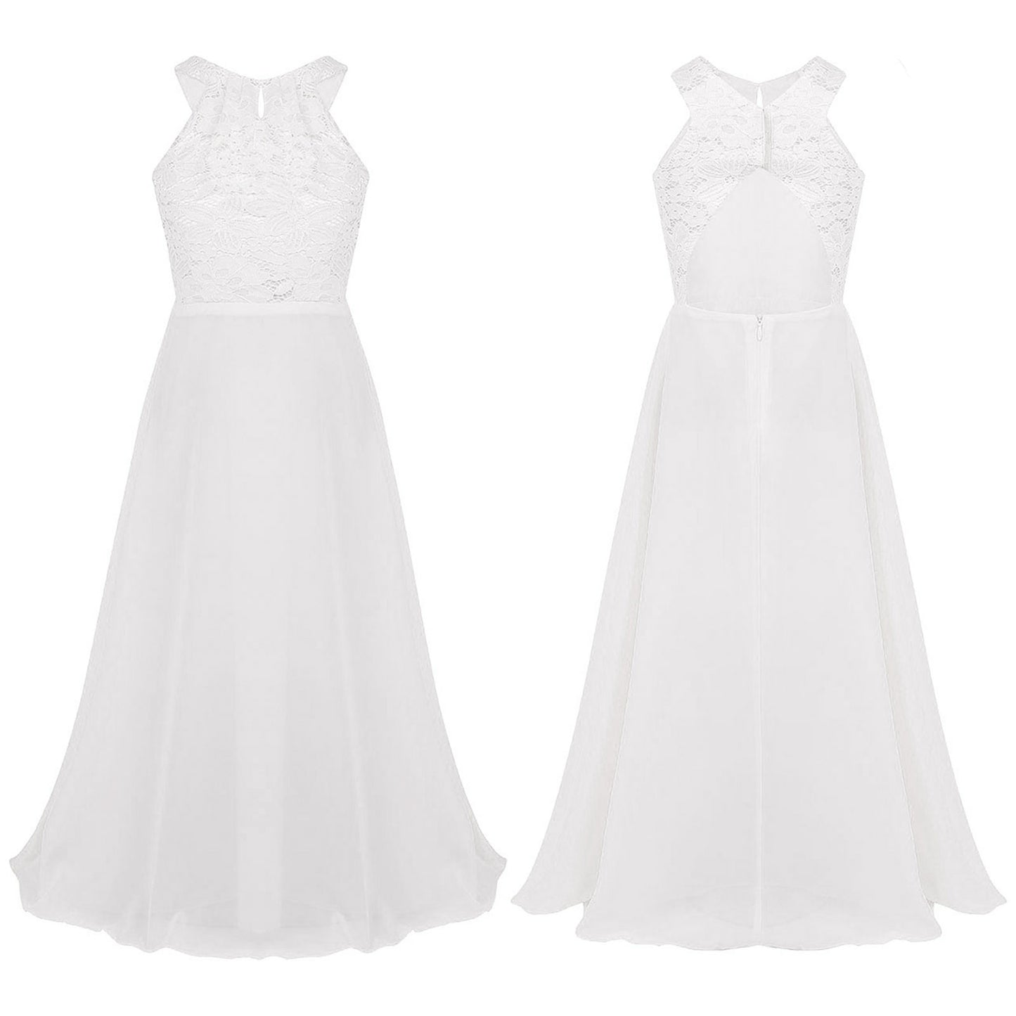 Robe de demoiselle d'honneur en mousseline florale avec découpe au dos pour enfants, tenue de fête d'anniversaire ou de mariage pour filles
