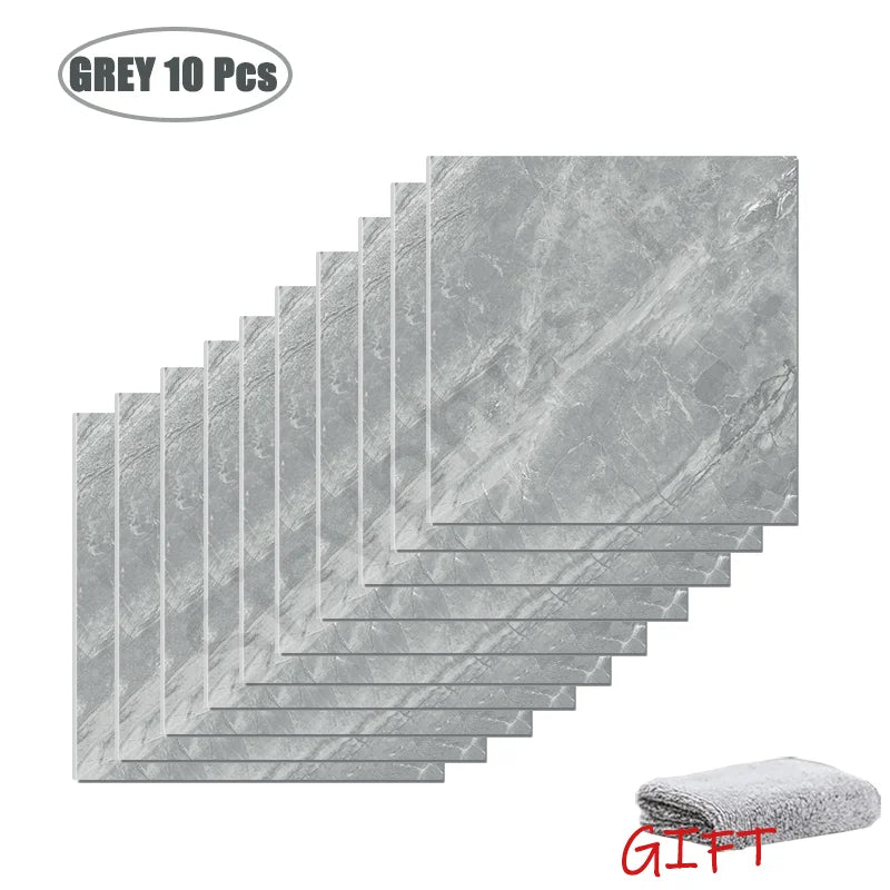 Simulated Thick Marble Tile Wall Sticker PVC Waterproof Self-adhesive Living Room Toilet Kitchen Home Floor Sticker