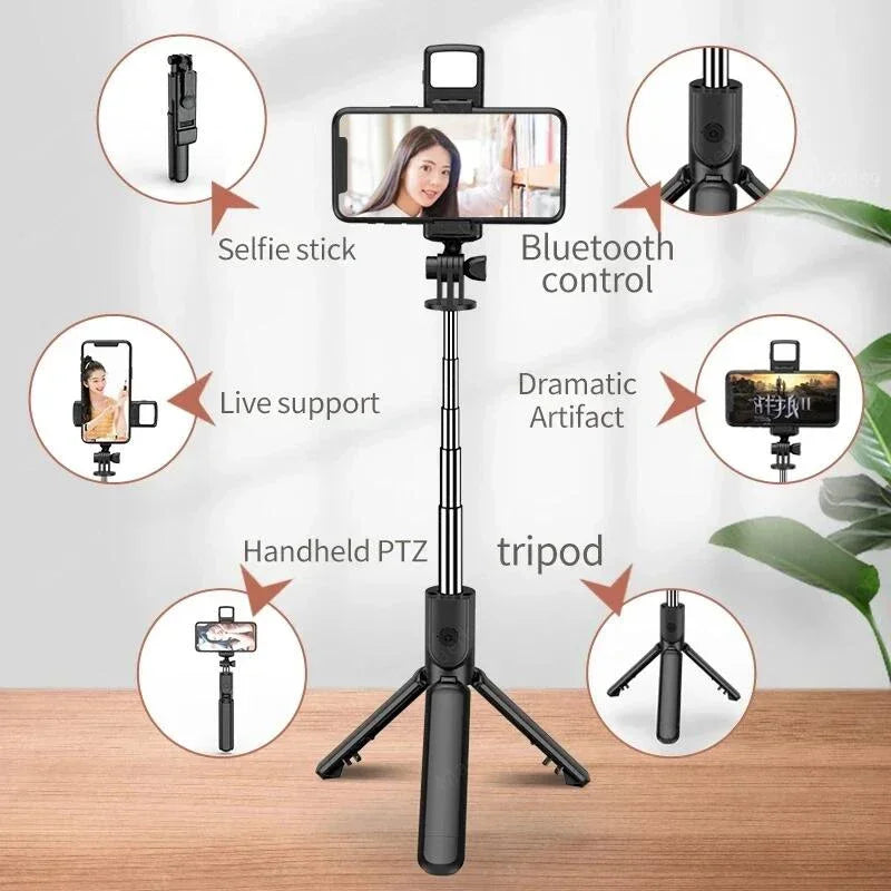 Wireless Bluetooth Selfie Stick Portable Tripod Stand Multifunctional Tripod With Wireless Remote Shutter For IOS Android Phone