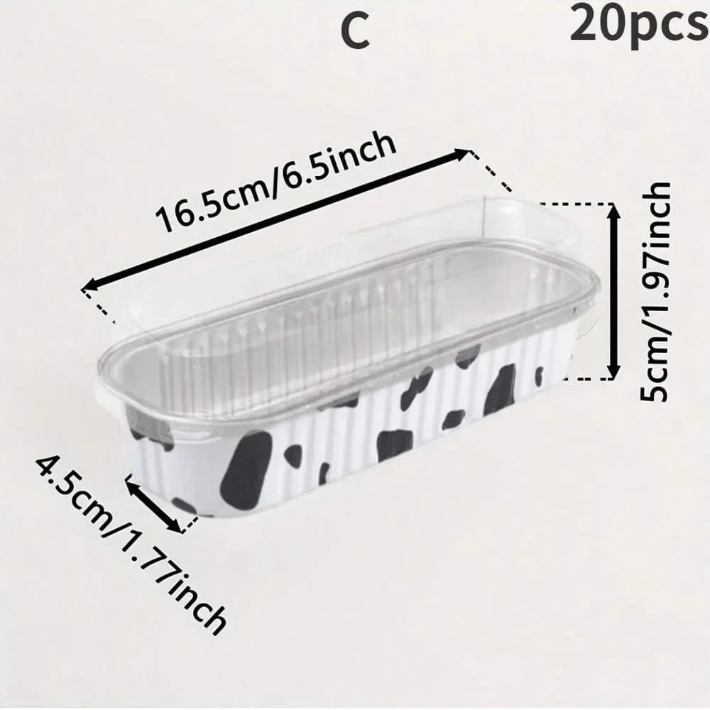Mini Cake Pan with Lid Mini Baking Pan Aluminum Foil Long Baking Cup Disposable Aluminum Foil Bakaing Pan Brownie Cake Liner