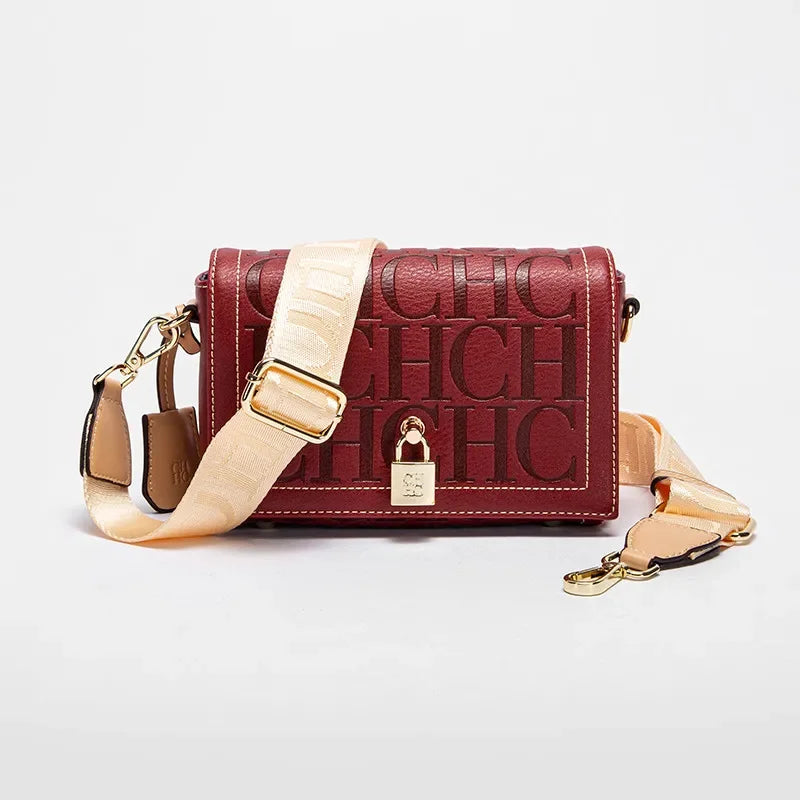 CH Womens Shoulder Bag Luxury Brand 2025 Fashion Solid Color Printed Handbag Fashion Design Model Metal Accessories Buckle