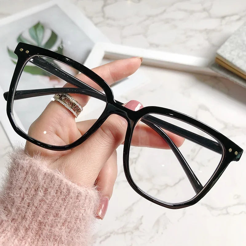 Lunettes de myopie élégantes à monture transparente pour femmes et hommes, anti-lumière bleue, carrées, avec dioptrie négative, monture optique