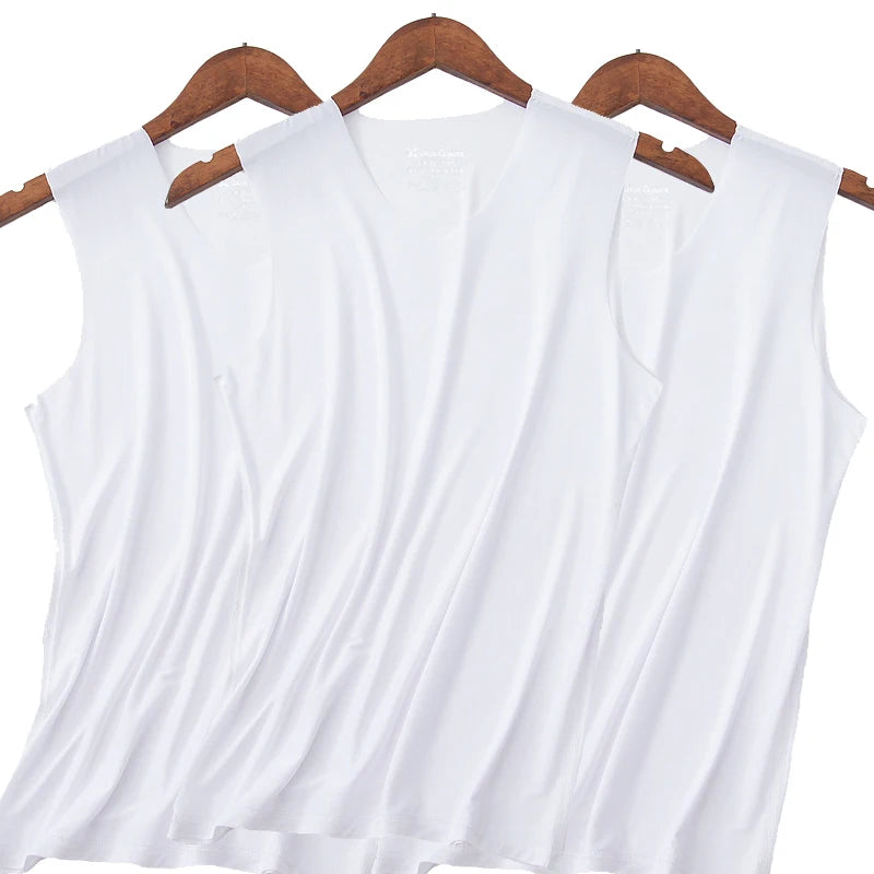 Lot de 3 slips pour homme en soie, débardeur, singlet de musculation de haute qualité, gilet sans manches ajusté, gaine amincissante, taille 5XL