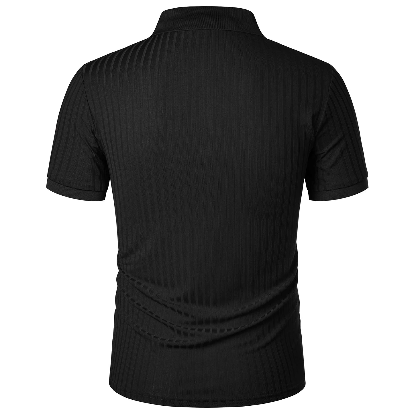 Herren Lauf-Sport-Fitnessbekleidung Sommer hochelastisches, vertikales Kurzarm-Polo-Shirt schlankes Strick-Basis-Shirt