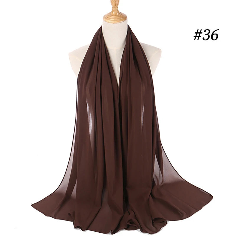 Hijab musulman en mousseline pour femmes, écharpe en mousseline bulle, voile pour femmes, musulmanes, islamiques, de couleur unie, malaisiennes, écharpes foulard musulman