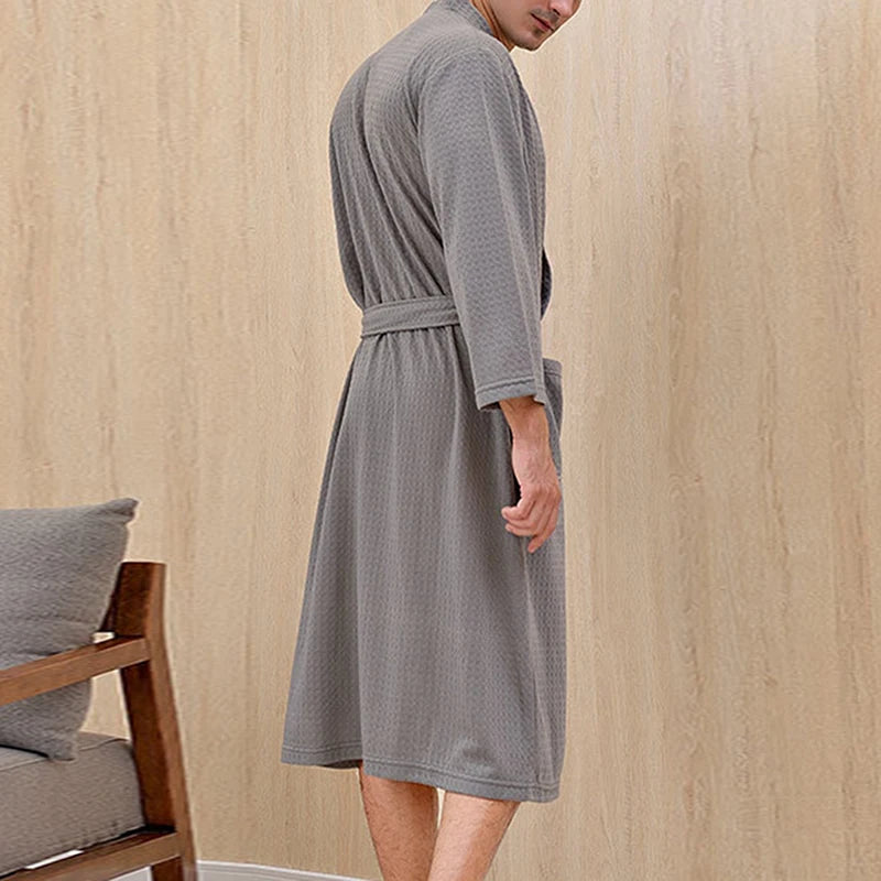 Peignoirs d'automne pour adultes, avec ceintures, col en V, pyjamas pour hommes et femmes, peignoirs de couple avec poches, manches longues, chemise de nuit tendance