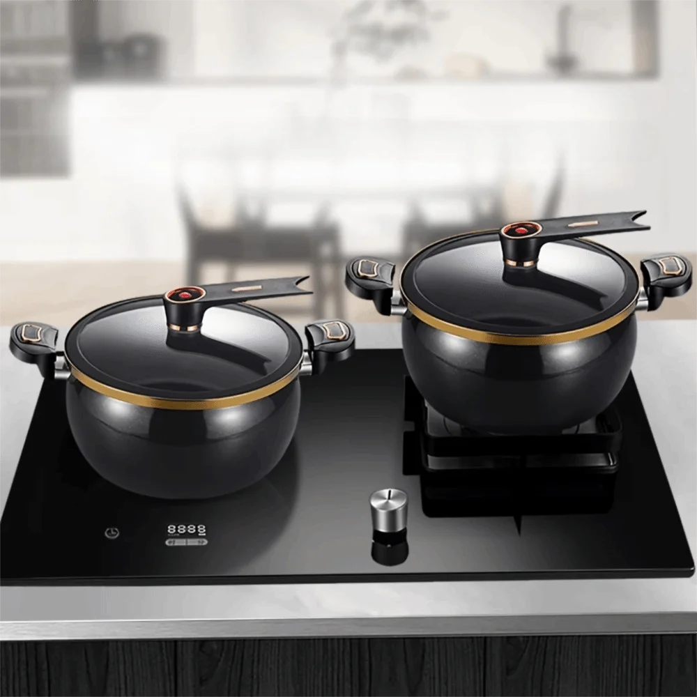 Marmite à micro-pression 7 L, antiadhésive, universelle, couvercle visible, grande capacité, compatible cuisinière à induction