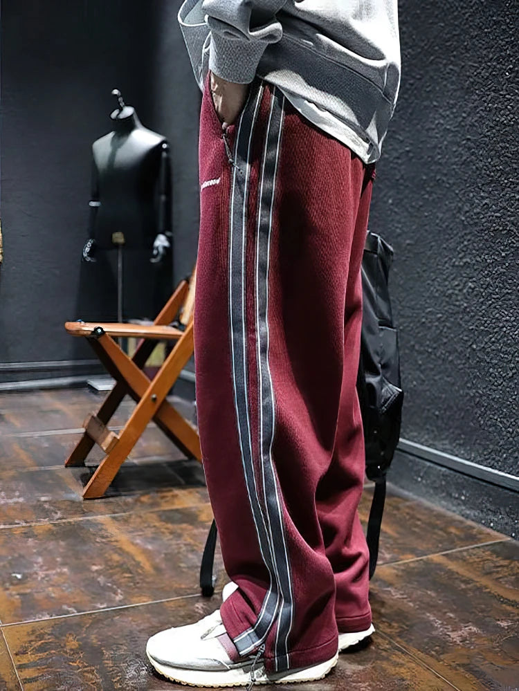 Seitlicher Reißverschluss Schlitz Lässige Sportweite Jogginghose Herren Gerade Lange Hose Outdoor Laufen Cargo Hose