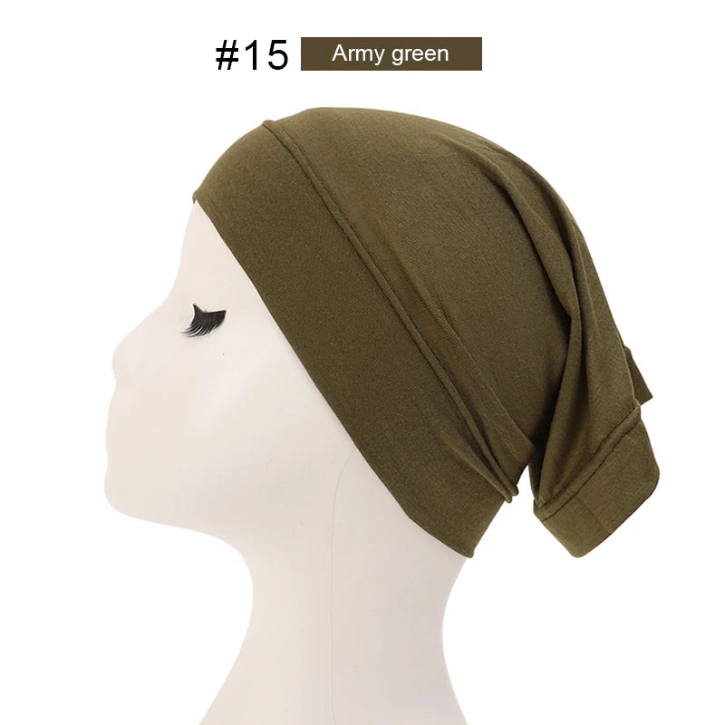 Bonnet Hijab Musulman Turban Foulard Coton Modal Voile Uni Casquette Sous Écharpe Musulmane Femme Foulard Turban Hijabs Chapeau Islamique