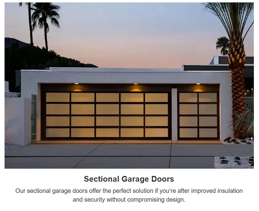 Custom Frosted Glass Remote Control Garage Door Electric Automatic Aluminum Sectional Garage Door with Anti-theft Performance