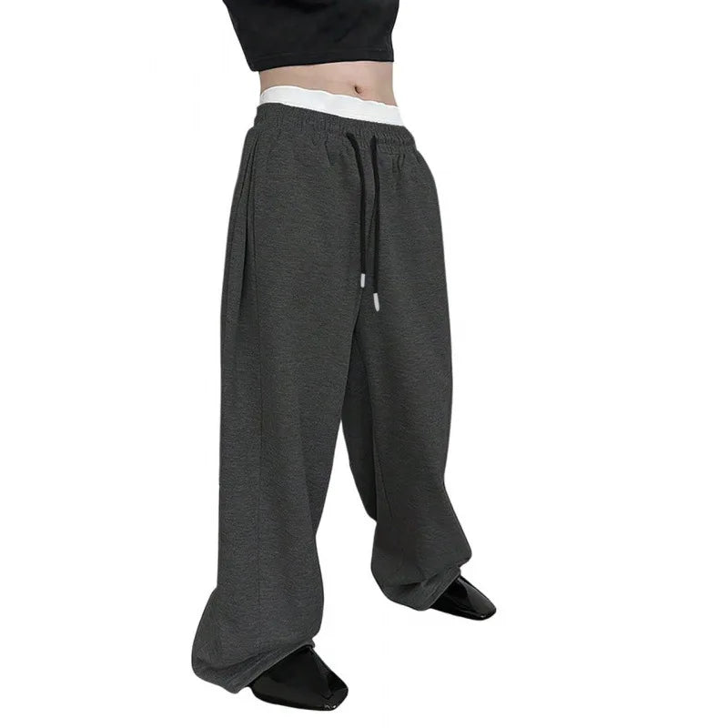Herren Einfarbige Freizeithose 2025 Kordelzug in der Taille Gerades weites Bein Lockere Passform mit Taschen Vielseitige Sporthose