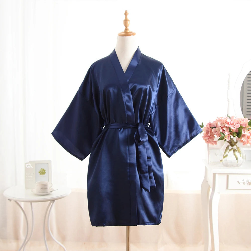 Herren Seiden-Satin-Morgenmantel Lang Sommer Wickel-Bademantel Nachthemd Pyjama Homewear Sexy Bademantel