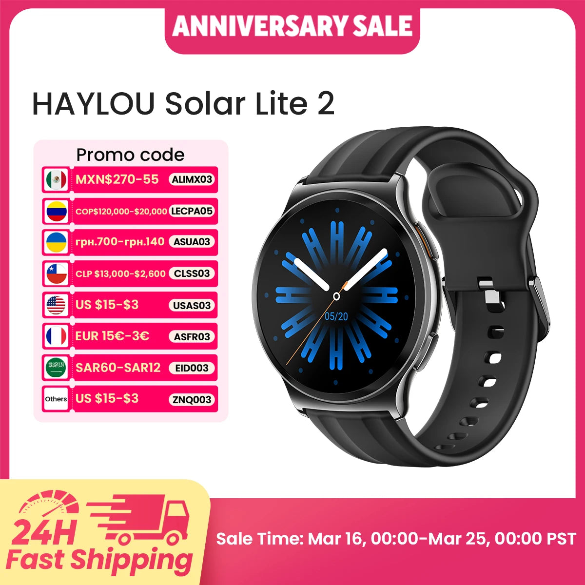 HAYLOU Solar Lite 2 Smartwatch 1.43'' AMOLED Display 24h Health Monitoring 150+ Sports Modes Voice Calling Smart Watch 1ATM