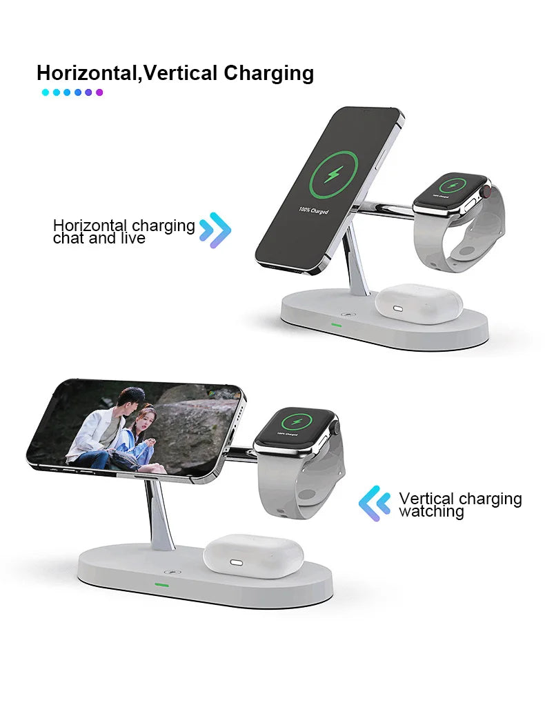 3-in-1 Magnetisches kabelloses Ladegerät für iPhone 16 15 14 13 12, Schnellladestation für Apple Watch 10 9 8 7 6 5 4, Airpods 2 3 Pro