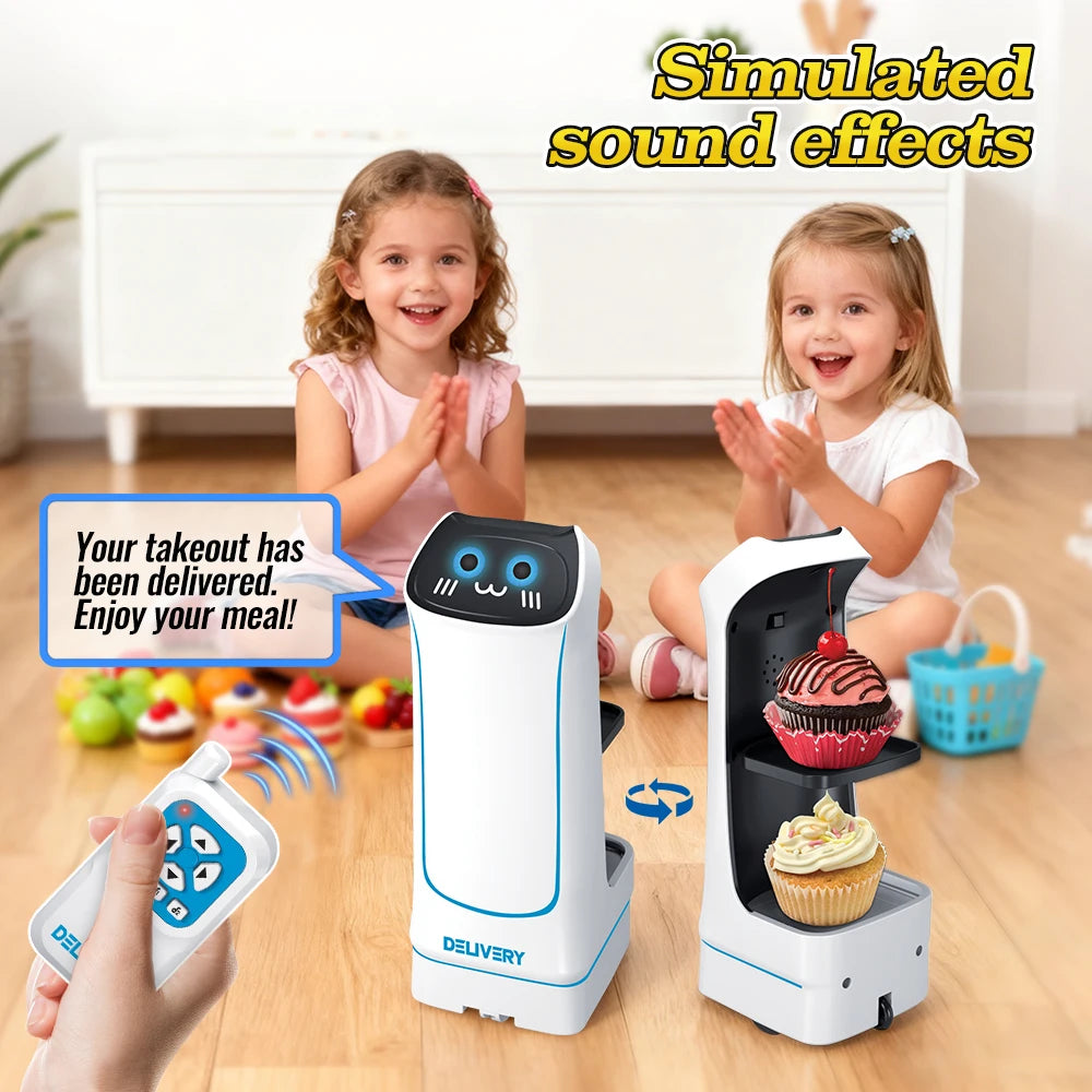 2,4-GHz-Funkfernbedienung Essenslieferroboter-Spielzeug, ferngesteuertes Roboterspielzeug mit Licht und Musik, Kindergeburtstagsgeschenk