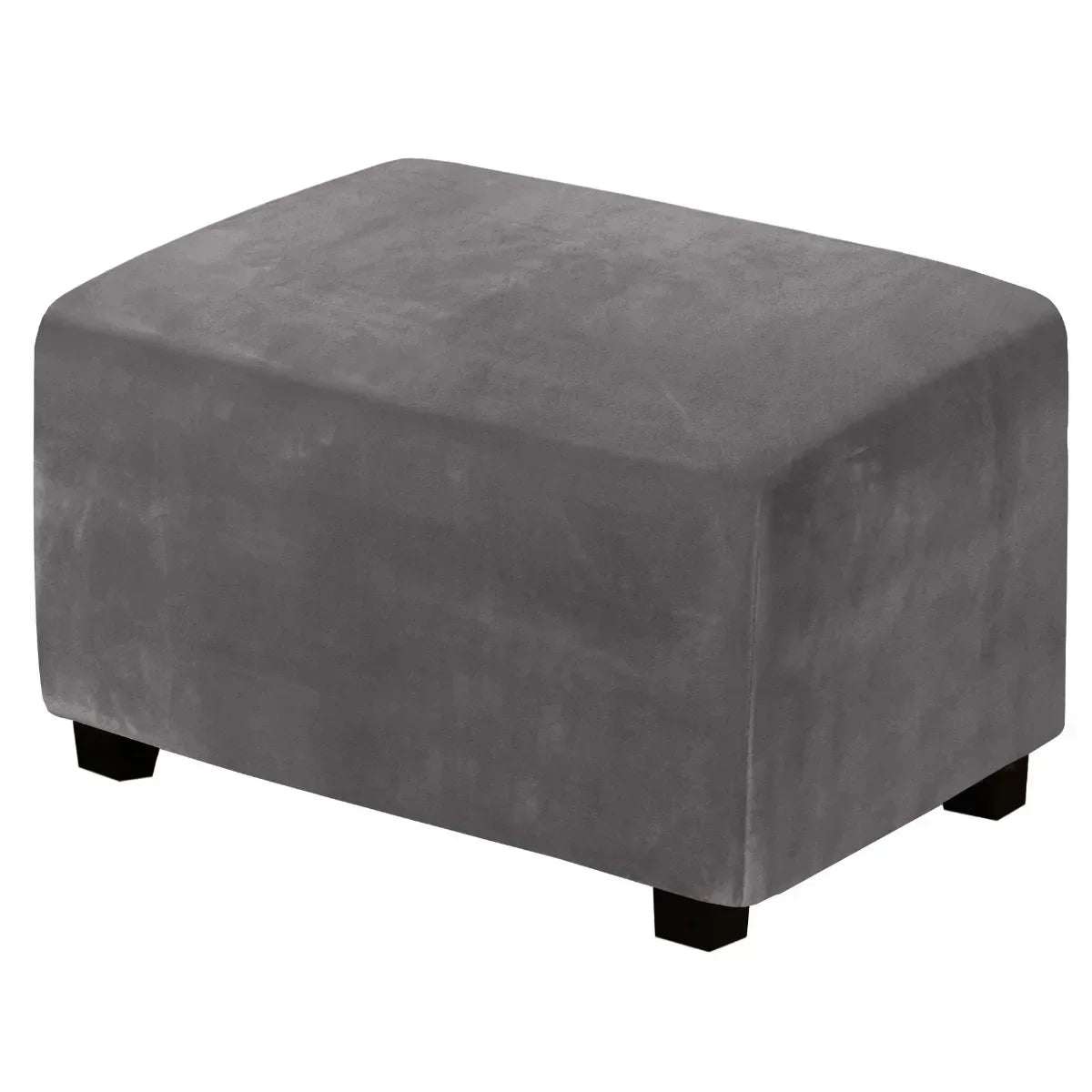 1 Housse de Tabouret Bas Rectangulaire en Velours Élastique, Épaisse et Ultra Douce, Antidérapante et Lavable, Protection de Meuble