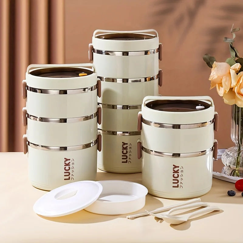 large-capacity stainless steel lunch box with a thermal lunch bag – a heat-sealed lunch box for use in schools, during camping