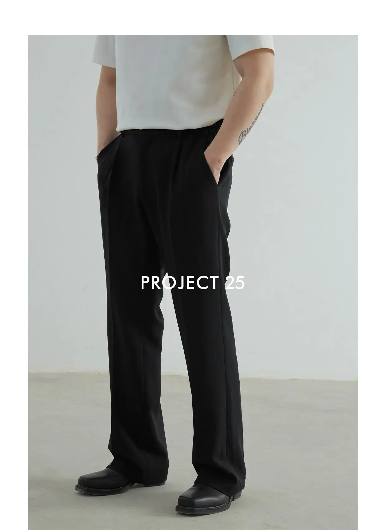 PROJECT 25 Herren-Hose, Schwarz, gerades Bein – Knitterarm, elegant fallend, lockere Passform & vielseitige Casual-Anzughose