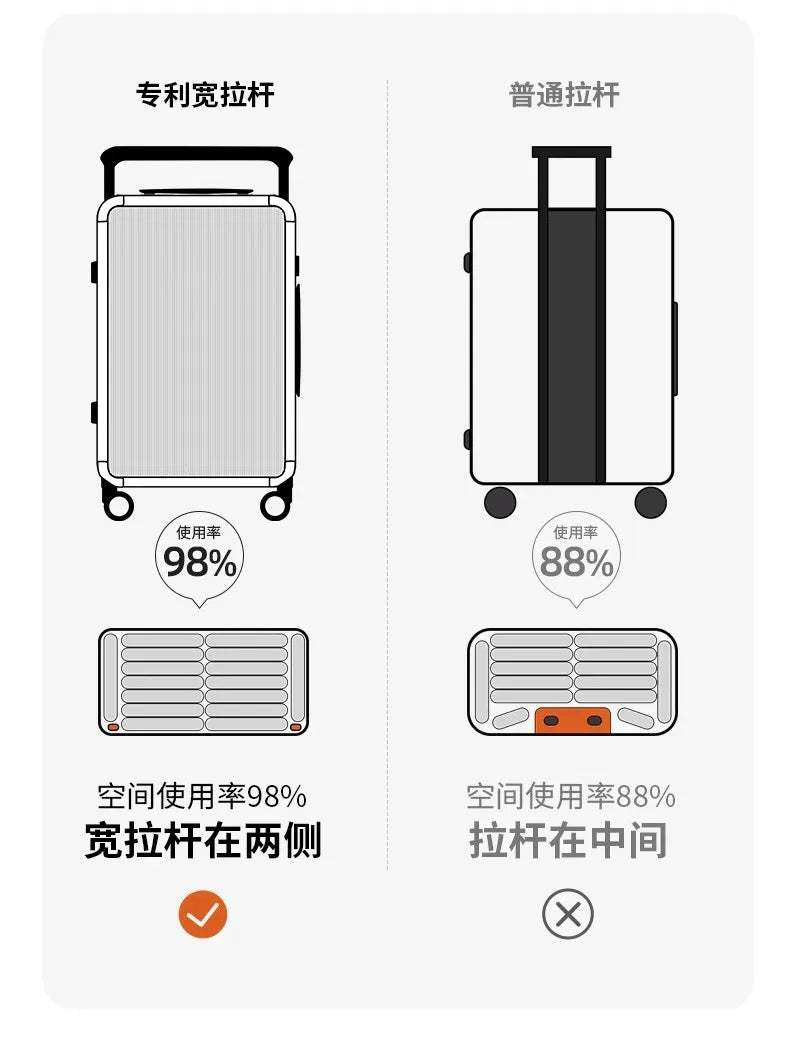 20/24 inch All aluminum-magnesium alloy Travel Suitcase Carry-On Luggage Trolley Case With Wheels Business Boarding Box
