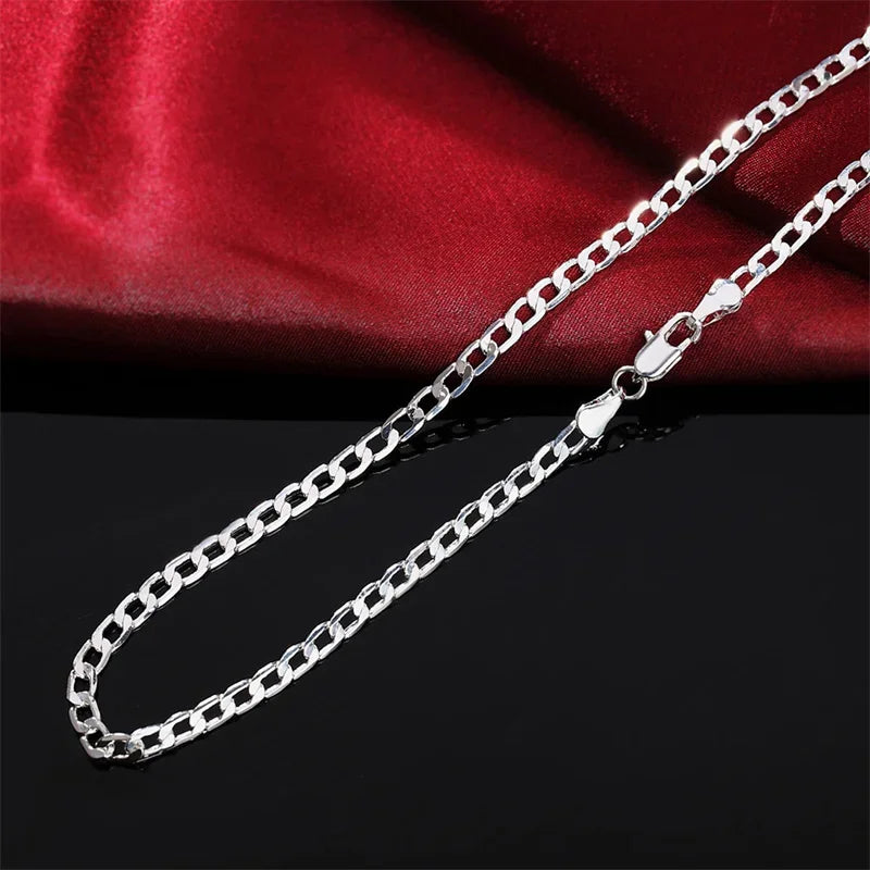 Herren 925 Sterlingsilber Halskette 2/4/6/8/10/12MM 40-75cm Panzerkette Collier Karabinerverschluss Herren Und Damen Verlobungsschmuck