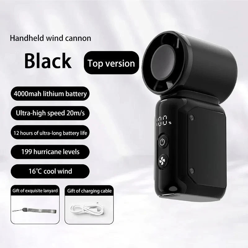 BAOTAI Portable Mini Handheld Turbo Fan LED Display Mini High Speed Handheld Fan, Outdoor Cooling,Desk Fan, Rechargeable Fan