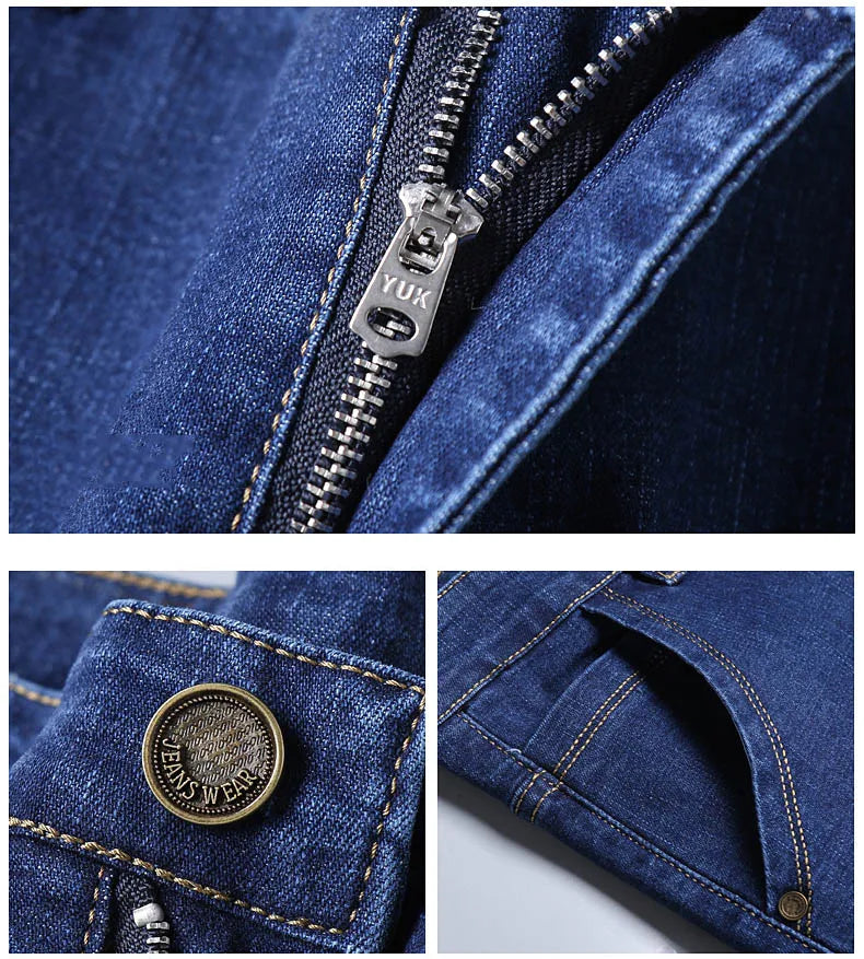 Nouveau Jean Slim extensible classique décontracté pour Homme 2024, Pantalon en Jean de Marque pour Homme, Noir Bleu