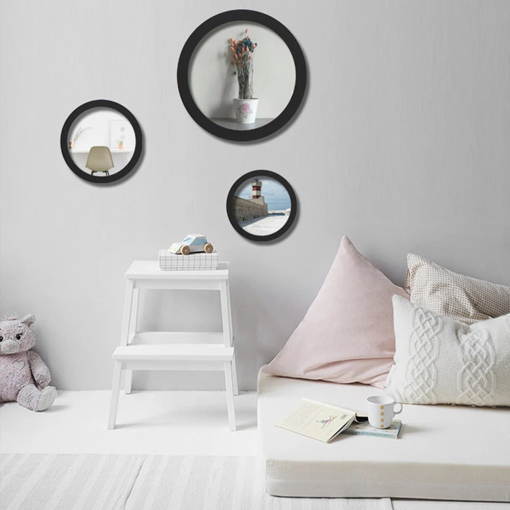 Runder Fotorahmen DIY Holz Wandmontage Hängender Bilderrahmen Hochzeitsgeschenk Wohnkultur Wandbild 6-12 Zoll