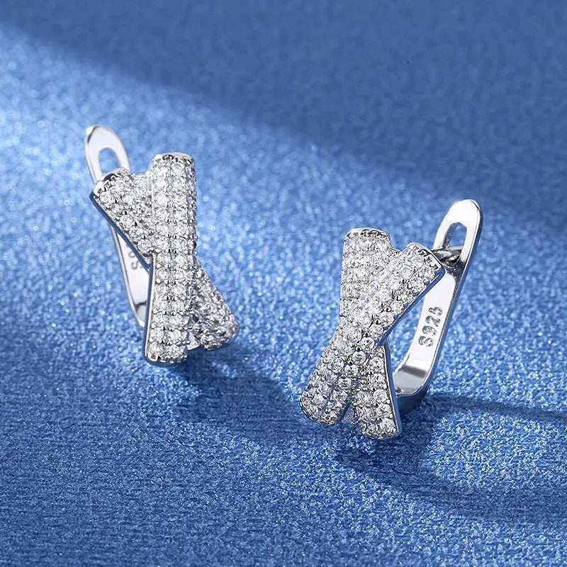 Ohrringe aus 925er Sterlingsilber, Schmuck, hochwertige Retro-Ohrringe mit einfachem Muster, lila-weiße Zirkon-Ohrringe, Bestseller
