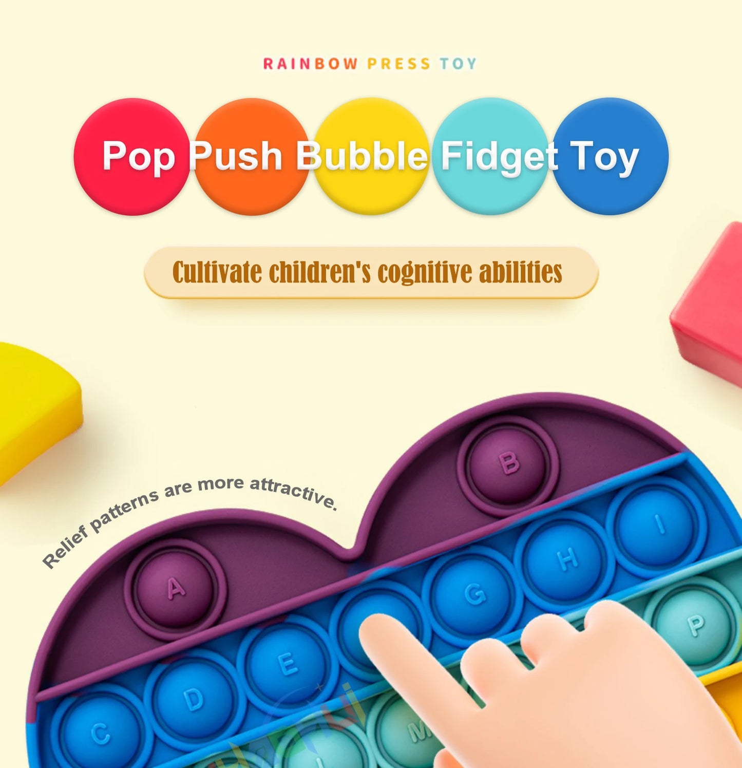 Regenbogen Pop Push Bubble Fidget Anti Stress Spielzeug für Erwachsene Kinder besondere Bedürfnisse sensorisches Spielzeug interaktives Spielzeug für Kinder