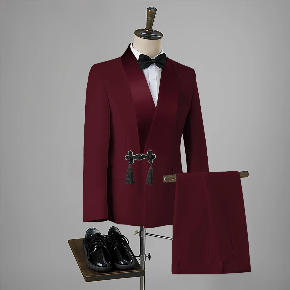 Men Suit Wedding Slim Fit Tassel Shawl Tuxedo