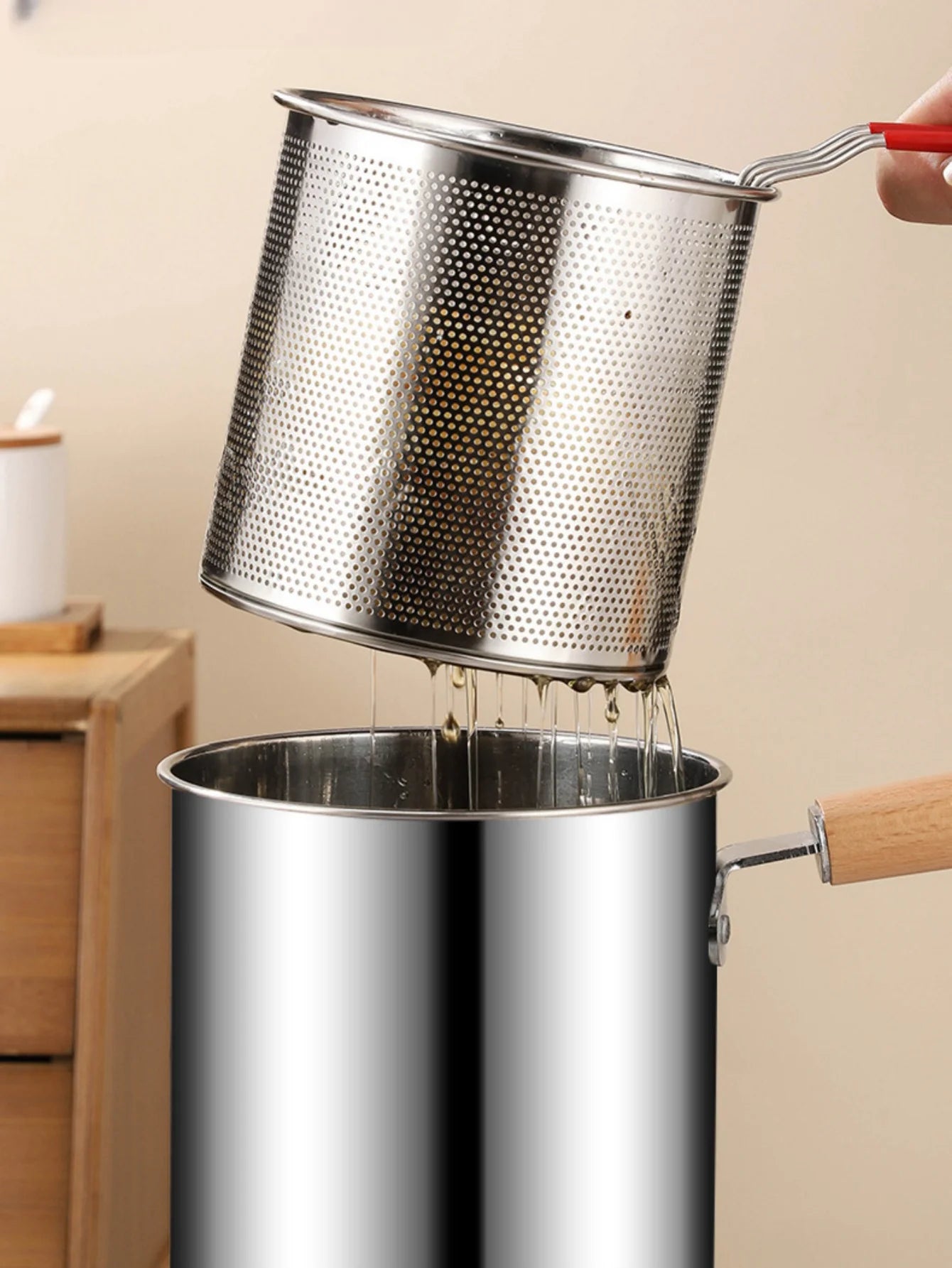 Factory Direct Sale 304 Stainless Steel Fryer Pot Set Fried Chicken Tempura Deep Cooking Pot Fryer for Kitchen