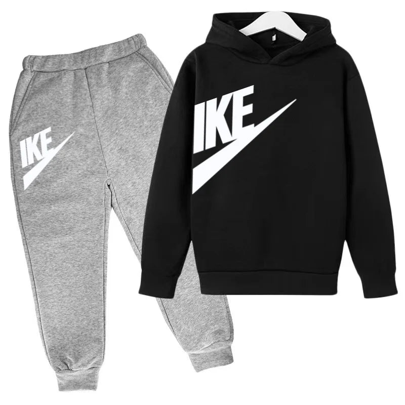 Children 3-12 Years Old Autumn Winter Hoodie Long-sleeved Boys Sweatshirt Girls Toddler Sports Coat Top+Pants Stylish Casual Set