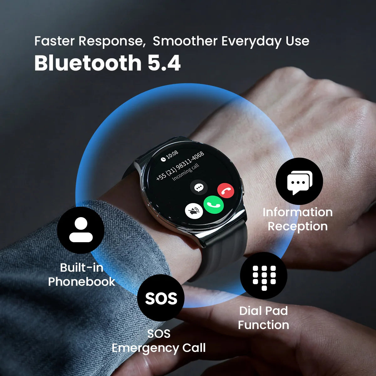 HAYLOU Solar Lite 2 Smartwatch 1,43 Zoll AMOLED-Display 24h Gesundheitsüberwachung 150+ Sportmodi Sprachanrufe Smartwatch 1ATM
