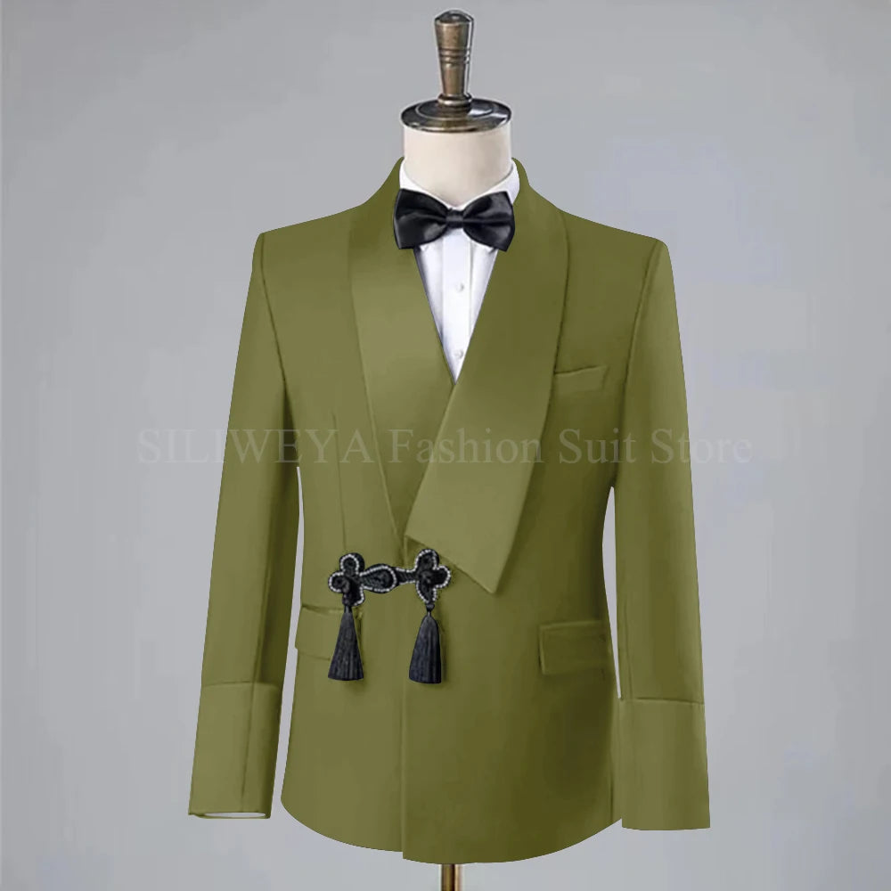 Men Suit Wedding Slim Fit Tassel Shawl Tuxedo