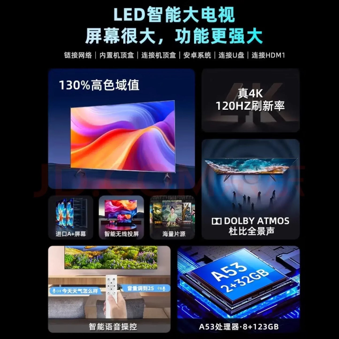 110/120/150 Intelligent Ultra-Thin Explosion-Proof Full Screen 100 Inch 4K High Definition Large Voice TV