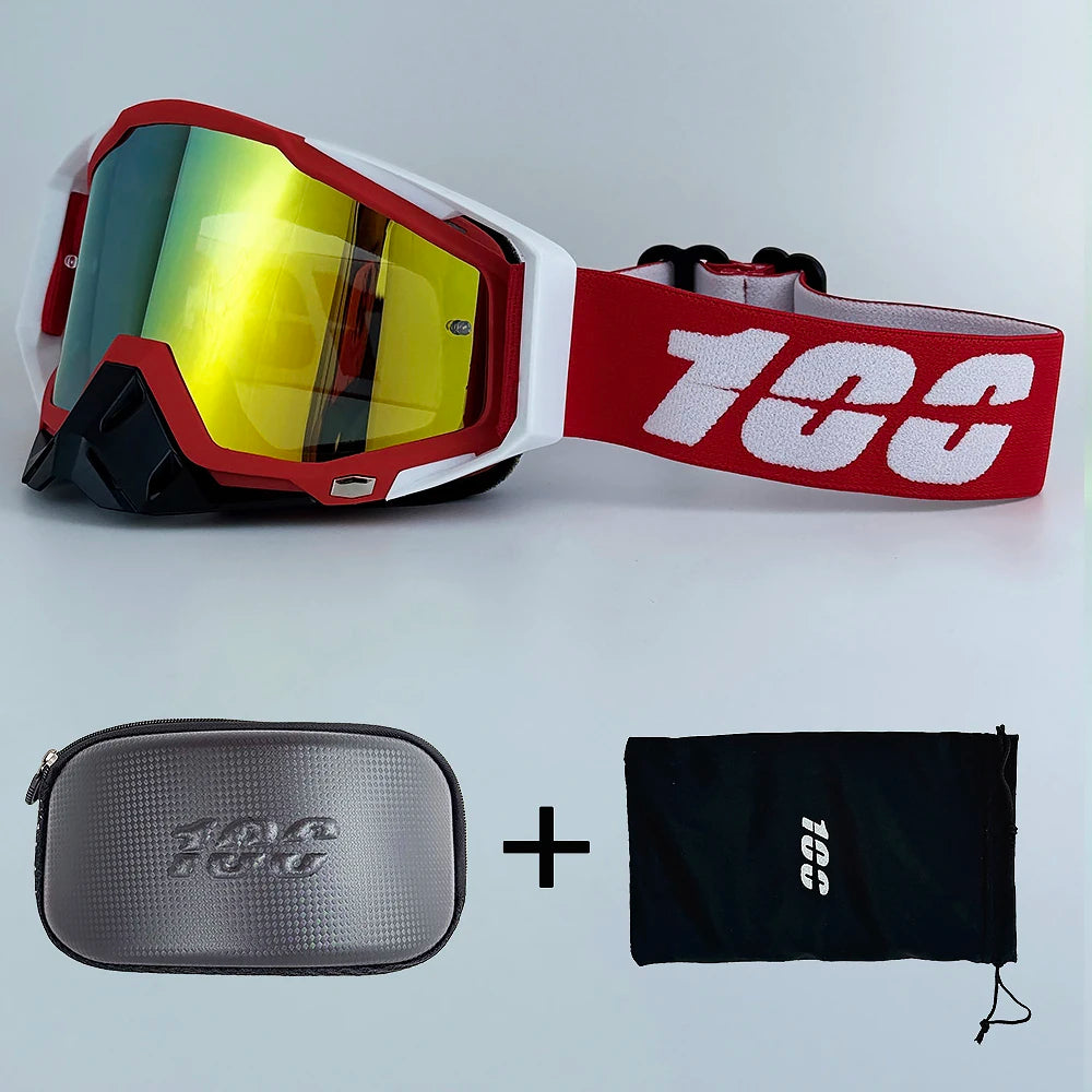 100 Masques de Motocross Lentille HD Homme Lunettes de Moto Lunettes de Protection Femme Moto MX VTT Lunettes de Soleil Accessoires Vélo Tout Terrain