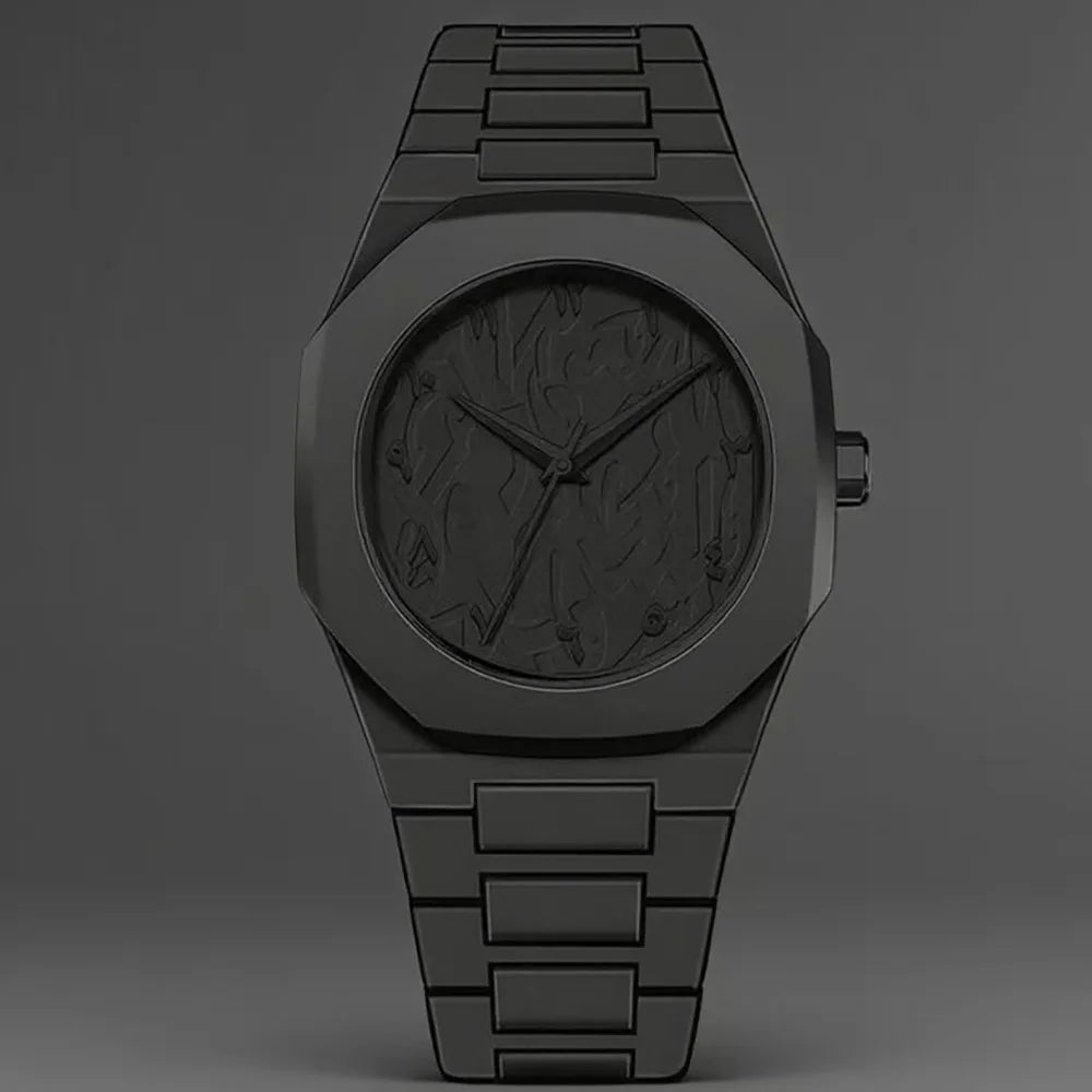 Nouvelle Montre Homme Tendance Simple Noire Montres Quartz Homme Chiffres Arabes Bracelet Casual Goutte d'Huile